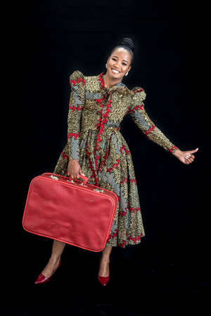 African female wearing a shweshwe dressの写真素材