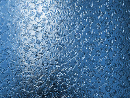 Vintage glass with floral pattern in blue                                                           の写真素材