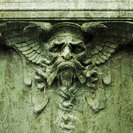 Devil on a gate (grainy grunge texture)