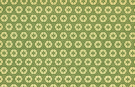 Used floral vintage wallpaper in green and yellow - natural grainy surface - XXL size