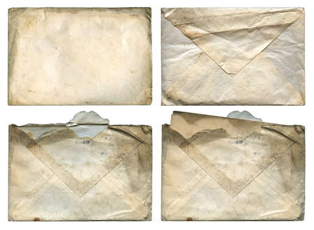 aged; antique; back; backside; background;copy; copy-space; copyspace; damaged; dirty; envelope;envelopes, front, frontside ,front-side, grunge; grungy; isolated; letter; mail; mark; note; old; page; paper; post; postal; retro; space; stain; texture; vintの写真素材
