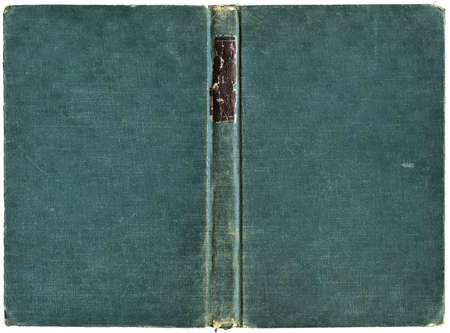 Open book cover in green canvas - isolated on white - with clipping pathの写真素材