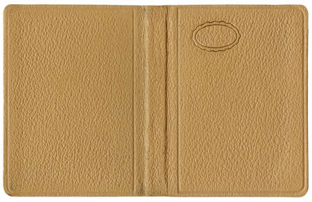 Old open book or diary - leather cover - isolated on white - perfect in detailの写真素材