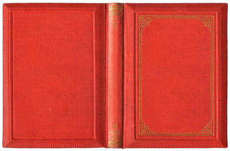 Old open book cover - circa 1895, isolated on white, XL sizeの写真素材