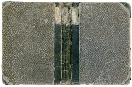 Old open book - cover with leather spine - circa 1932 - isolated on white - interesting details! - XL sizeの写真素材