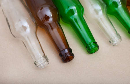 various clean glass bottles for recyclingの写真素材