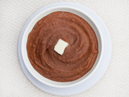 Traditional South African Sorghum porridge called Mabela or Maltabella