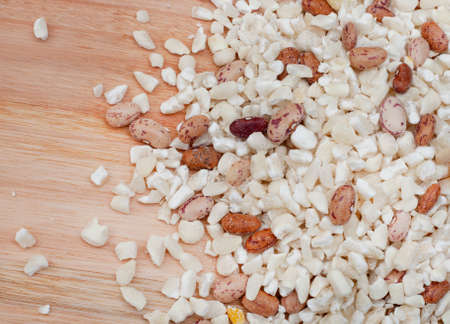 Traditional South African staple of pounded maize and beans known locally as samp and beansの写真素材