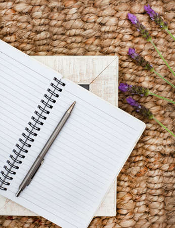 Blank notebook  Placed on a rustic surface