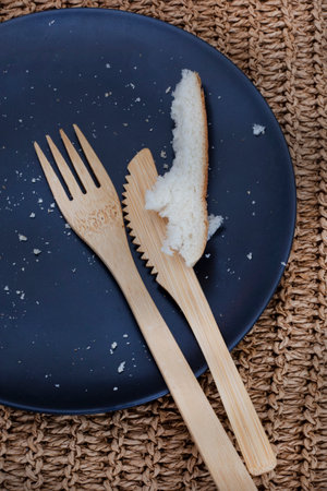 Crusts and crumbs of white bread slices as food security and shortages loomの写真素材