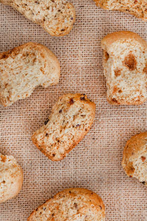 Traditional rusks, a local South African favorite on rustic background with copy spaceの写真素材