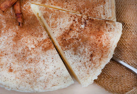 baked milk tart. a baked version of traditional South African milk tart or melktert, with cinnamon...
