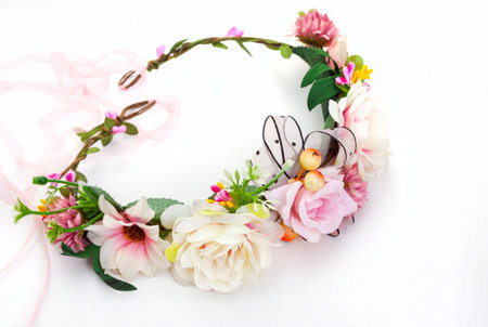 Floral wreath on white background. Floral wreath.の写真素材