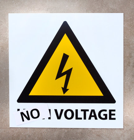 No voltage sign, was high voltage sign. South Africa load shedding during extreme energy crisisの写真素材