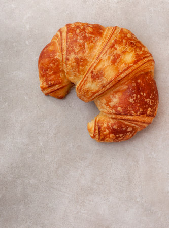 Freshly baked croissantle background. Top view.の写真素材