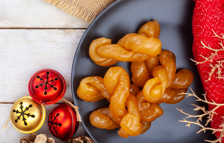 Traditional South African koeksister, sweet treats on festive Christmas table.
Perfect traditional...