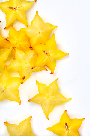 Star fruit on a white background. Star fruit isolated on white background.
