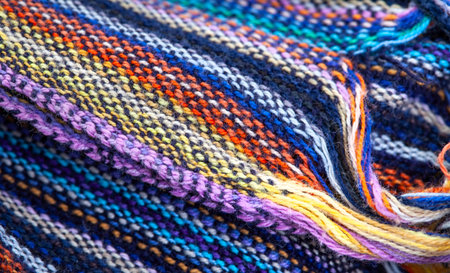Multicolor knitted scarf as a background. Close-upの写真素材