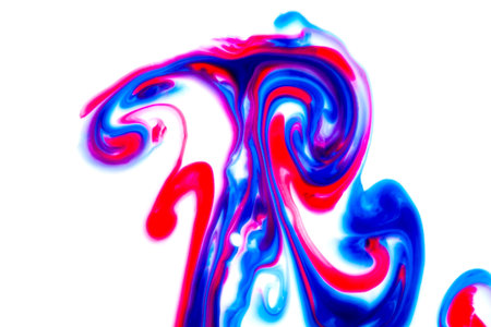 abstract background of red and blue paint splashes on white background