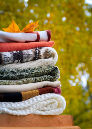 Warm comfortable clothes for fallの写真素材