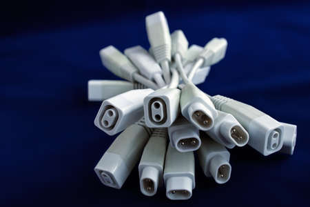 White electric sockets selective focusの写真素材