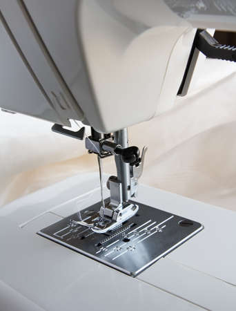 sewing machine close-up, top viewの写真素材