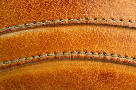 Details of leather shoes, stitch seam close upの写真素材
