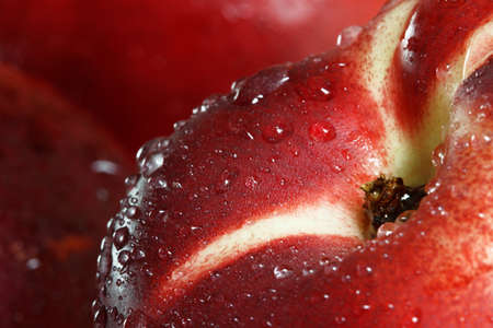fruit nectarine with water drops, macroの写真素材