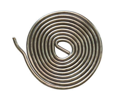 tin soldering wire, top view,  isolated on a white backgroundの写真素材