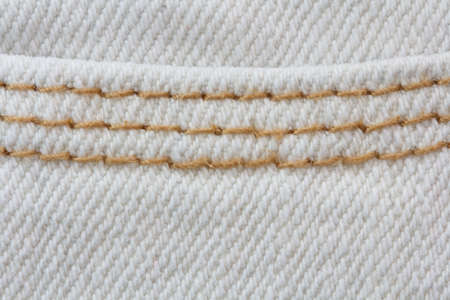 texture of white denim with a triple seamの写真素材