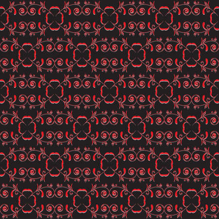 elegant floral seamless lace red  pattern on black backgroundのイラスト素材