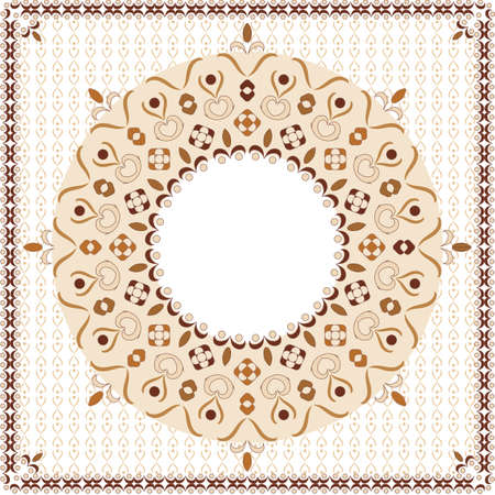 Round ornament frame in coffee tones.のイラスト素材