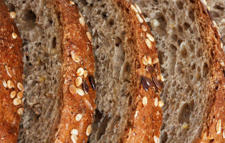 grain bread with flax seeds and sesameの写真素材