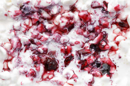 Cottage cheese with jam,  texture, food backgroundの写真素材