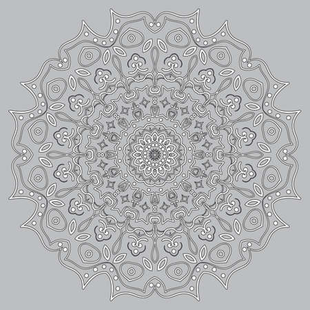 Lacy round pattern, monochrome vector mandalaのイラスト素材