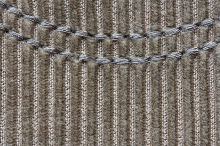 Corduroy fabric with seam, macro textureの写真素材