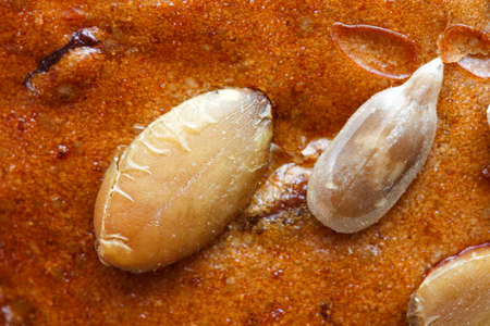 grain bread with sunflower seeds texture macroの写真素材