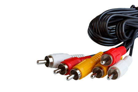 audio video plug cable RCA, isolated on white background