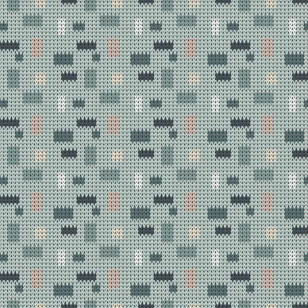 knitted seamless abstract pattern with small geometric elements on a green background