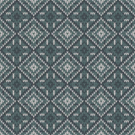 knitted seamless geometric pattern with tiles from green rhombusesのイラスト素材