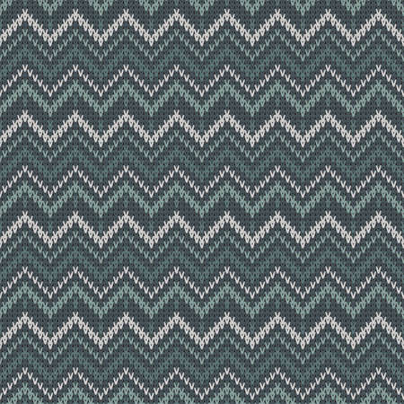 knitted seamless vector pattern with dark green zigzagsのイラスト素材