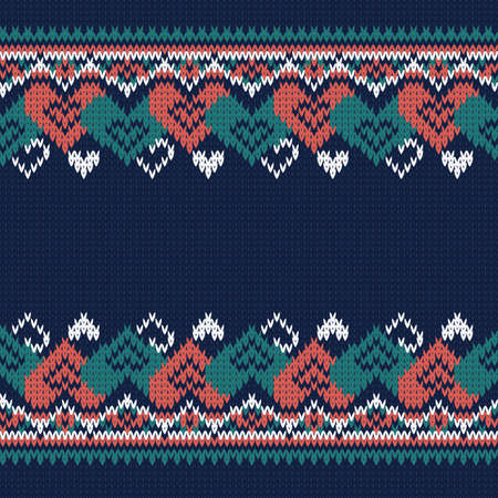 knitted seamless  broder from heartsのイラスト素材