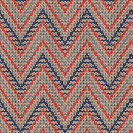 knitted seamless sweater with multicolor zigzagのイラスト素材