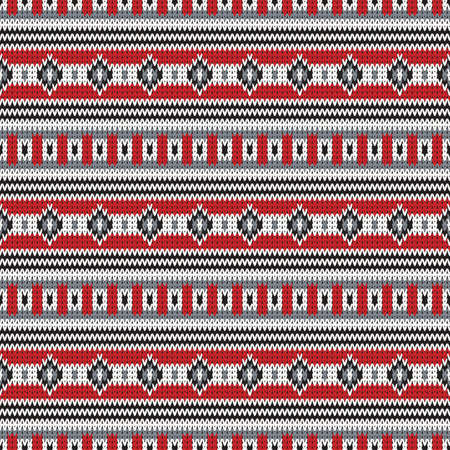 Seamless knitted pattern with color horizontal geometric stripesのイラスト素材