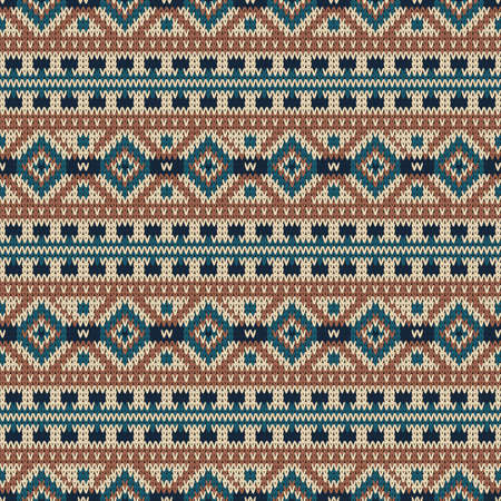 Seamless knitted pattern with color horizontal geometric stripesのイラスト素材