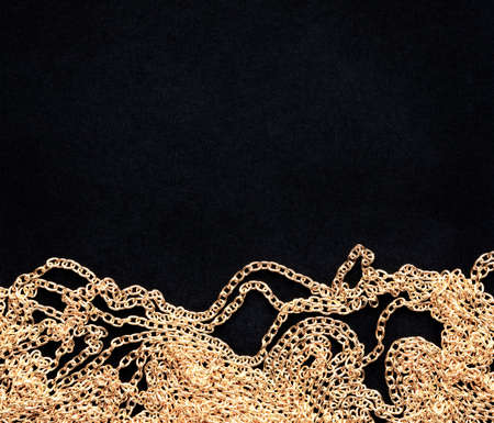 gold chain border on a black backgroundの写真素材