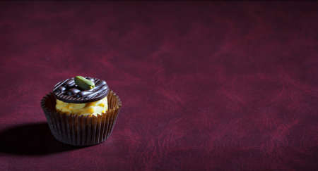 handmade chocolate candies on a dark background with place for textの写真素材