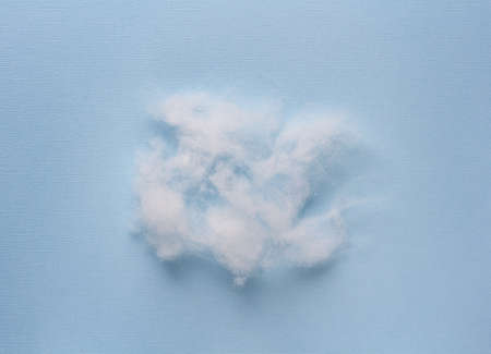 Siliconized hollowfiber, polyester fiber on a blueの写真素材