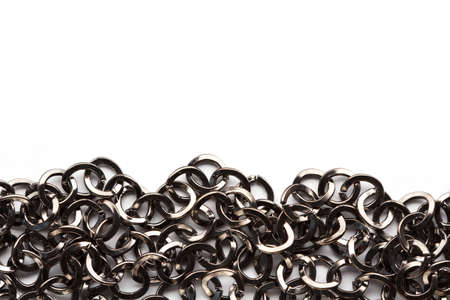 black metal chain on white background with copy space