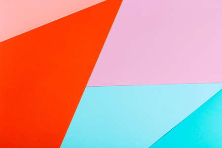 geometric flat lay composition of bright colored paperの写真素材
